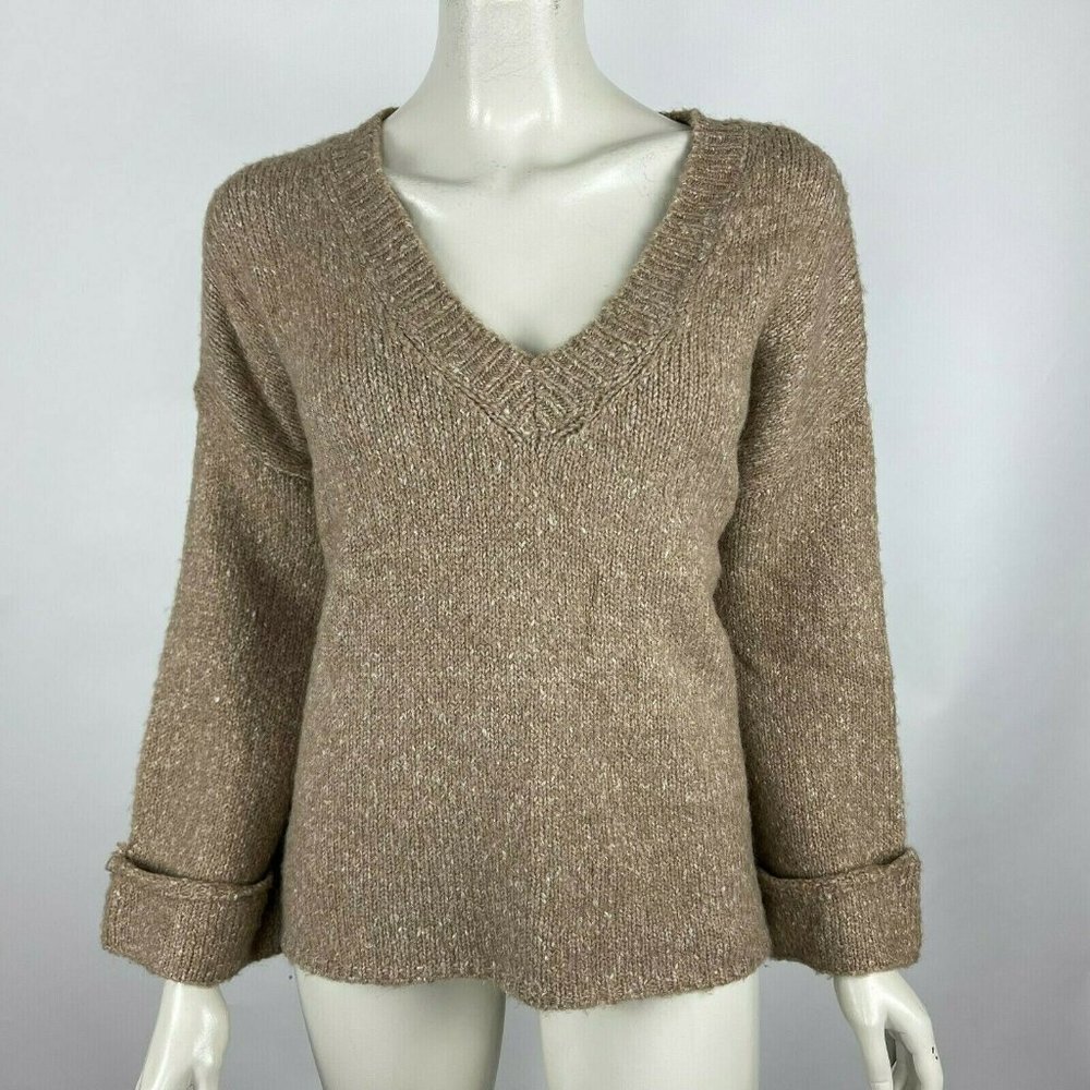 Anthropologie Sweater Cotton Wool Blend V-Neck Pullover Long Sleeve Women‎ XS